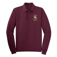 STAFF - Men's Long Sleeve Silk Touch Polo - Burgundy