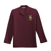 STAFF - Ladies Silk Touch Long Sleeve Polo - Burgundy